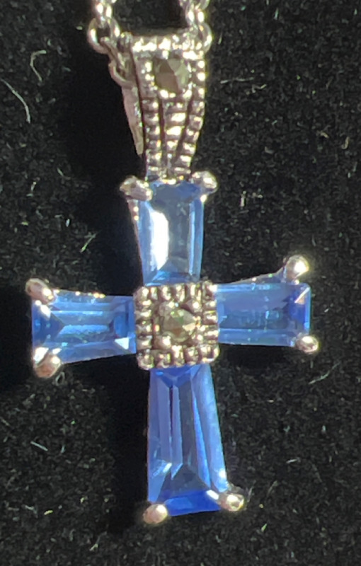 925 Sterling Tanzanite Cross on Chain