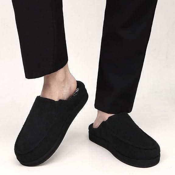 New Size 12 Men's ONCAI Black Knit Slippers, Arch Support, Memory Foam, Slip-On, Rubber Sole