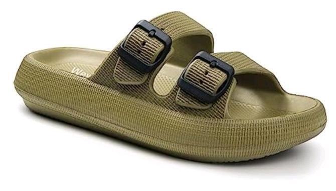 New Men's Size 12/12.5 Weweya Olive Green EVA Buckle Slide Sandals Model WA-F35-GN4445