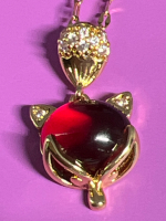 Ruby Crystal Fox Pendant Chain