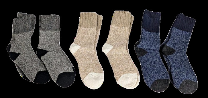 6 Pairs New Size LG (8-13) Men's CELFAEREE Crew Socks, 2 Khaki/ 2 Dark Blue /2 Gray