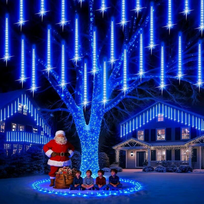 New PEMOTech Outdoor Lights. 16 Tubes 576 LED 16 Inch, Meteor Shower Lights Outdoor, Waterproof Icicle Lights, 50 ft Tree, Party, Garden Decor