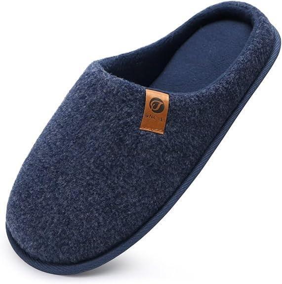 New Men's Slippers US Size 11 ONCAI , Blue Felt, Memory Foam, Anti-Slip Sole, Sealed Packaging