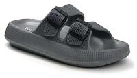 New Size 8-9 Men's Waveway EVA Double Buckle Slide Sandals, Charcoal Grey, New in Original Packaging