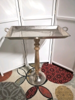 Unique Metal Accent/Hall Table with Wooden Pedestal