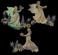 WMG 2005 Fairy Garden Wall Plaques Set of 3 &ndash; 11" Resin Fantasy Floral Home Decor