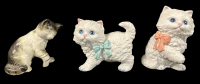 3 Vintage Porcelain Cats, 2x HOMCO 1428 Made in Taiwan, Colorful Bows