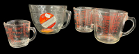 Vintage Pyrex & Anchor Hocking Glass Measuring Cups/Batter Bowl Set, 2 Qt, 4 Cup, 2 Cup, 1 Cup