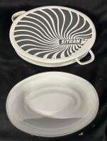 Sitram Oval Enameled Roasting Pan 5-6 Qt, Black Non-Stick, Retro Swirl Design, Made in France