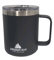 New Logout Gear 12oz Coffee Mug Tumbler for Camping with Lid and Handle, Vacuum Insulated Stainless Steel - Keeps Your Hot or Cold Drinks for a Long Time for Outdoor, Home or Office