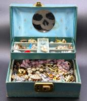 Vintage 2-Tier Jewelry Box With Assorted Contents, 3" Tall, Without Key