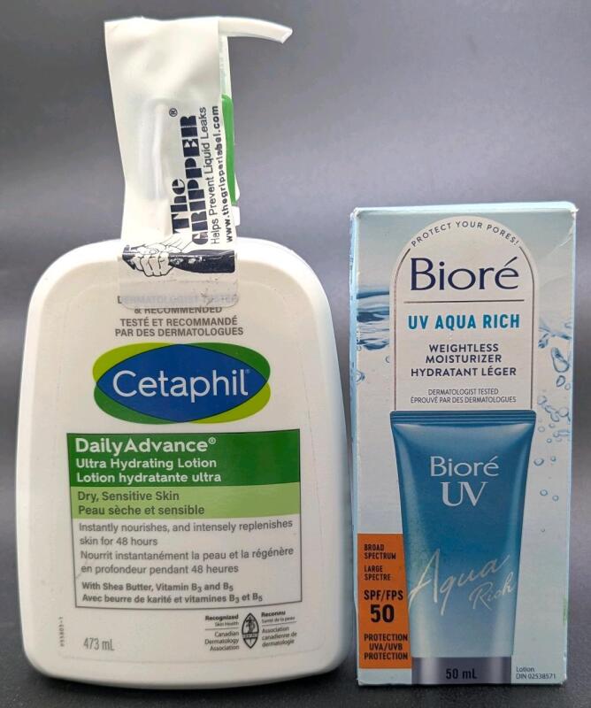 [EXP 10/2026] BIORE UV Aqua Rich Weightless Moisturizer & CETAPHIL Daily Advance Ultra Hydrating Lotion