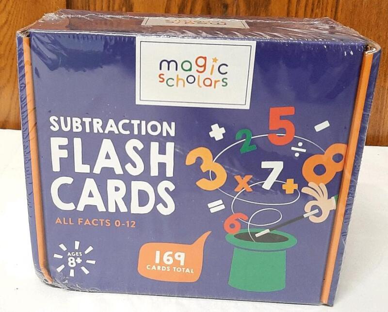 New Magic Scholars Subtraction Flash Cards, 169 Cards, Self-Checking, Ages 8+, Includes 2 Rings, Sealed