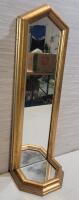 Arrangement S895 Gold Framed Wall Mirror, 18"x6", Dual Pane, Vertical Pointed Arch Shape
