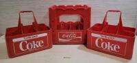 Vintage Coca-Cola Family Pack 6-Bottle Carriers & 12-Bottle Crate, Red Plastic, Bilingual Canada