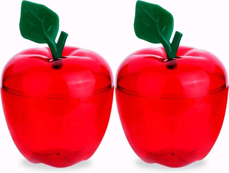 2 New Red Apple Container Jars / Apple Shaped Candy Jars