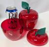 2 New Red Apple Container Jars / Apple Shaped Candy Jars - 2