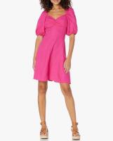 New Nala Women's M &ldquo;The Drop&rdquo; Twist-Front Linen Mini Dress - Hot Pink