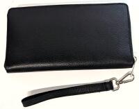 New Black Purse Clutch, Room For 8 Cards, Zippered Pocket + 3 Spots For Cash, 6" &times; 9"