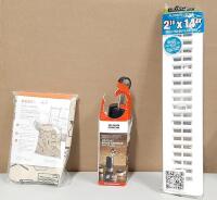 Lot of Indoor Products, Including a Hanging Peg Bag, Ratchet Spice Grinder & 2"&times;14" Damper Box