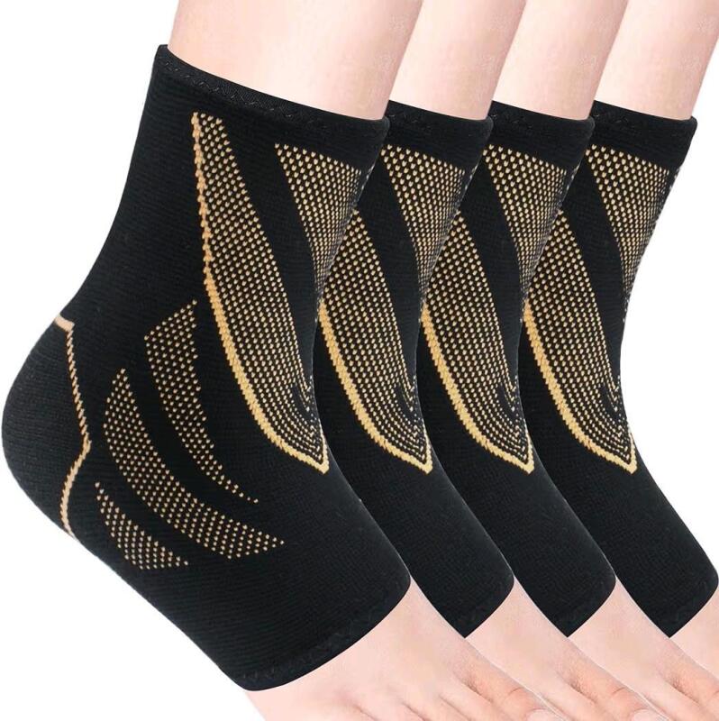 2 New Pairs Size SM Unisex Ankle Wraps / Compression Sleeves / Support Braces for Plantar Fasciitis