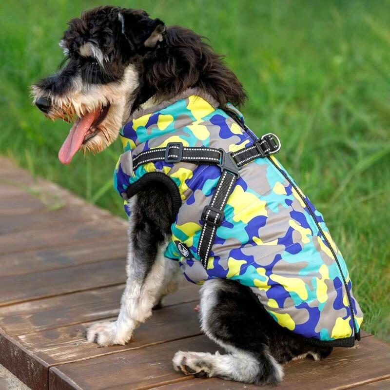 New Size LG Dog Norbi Warm Puffy Dog Harness Coat With Leash