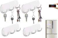 4 New Magnetic Key Holders with 3 Hooks for Refrigerator, Kitchen, and Laundry Rooms, 2 Packs of 2