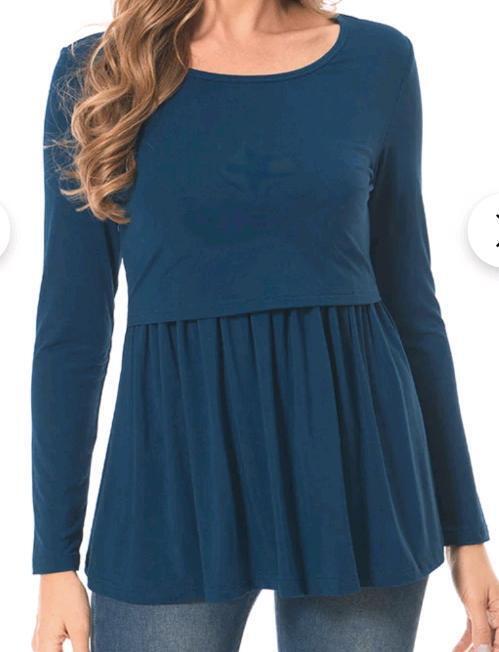 New sz XXL Bearsland Women&rsquo;s Nursing Top Long Sleeve Scoop Neck
