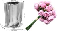 New Flowers' Vases Light Luxury Electroplated Ceramic Vase Study Room Living Room Decoration Hotel Home Office Flowerpot Decoration Decor Vase With Bundle of Artificial Flowers