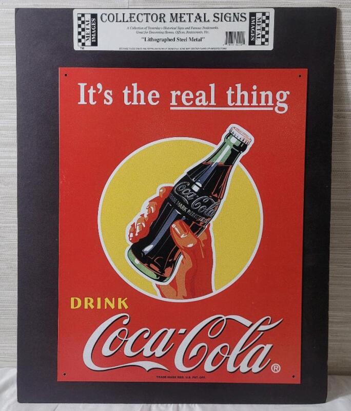 COCA-COLA " Lithographed Steel Metal " Yesterday's Historical Famous Trademark Metal Sign . Measures 12.5"&times;16"