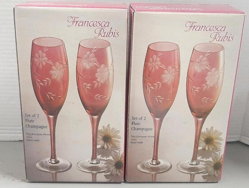 2 New Sets of Francesca Rubid Flute Champagne Glasses
