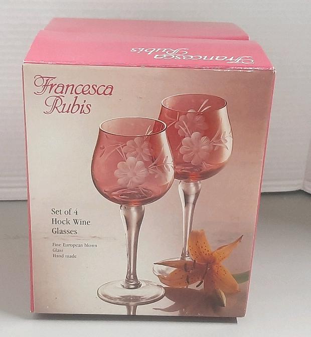 New Francesca Rubis Set of 4 Hock Wine Glasses