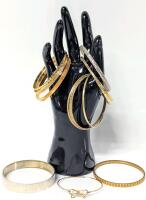 11 Vintage to Modern Metal Bangles + Bow Bracelet, 2.5" Across