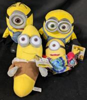 4 Despicable Me Minions! - 2 Stuffed, 2 Animated - Need Batteries and are Untested