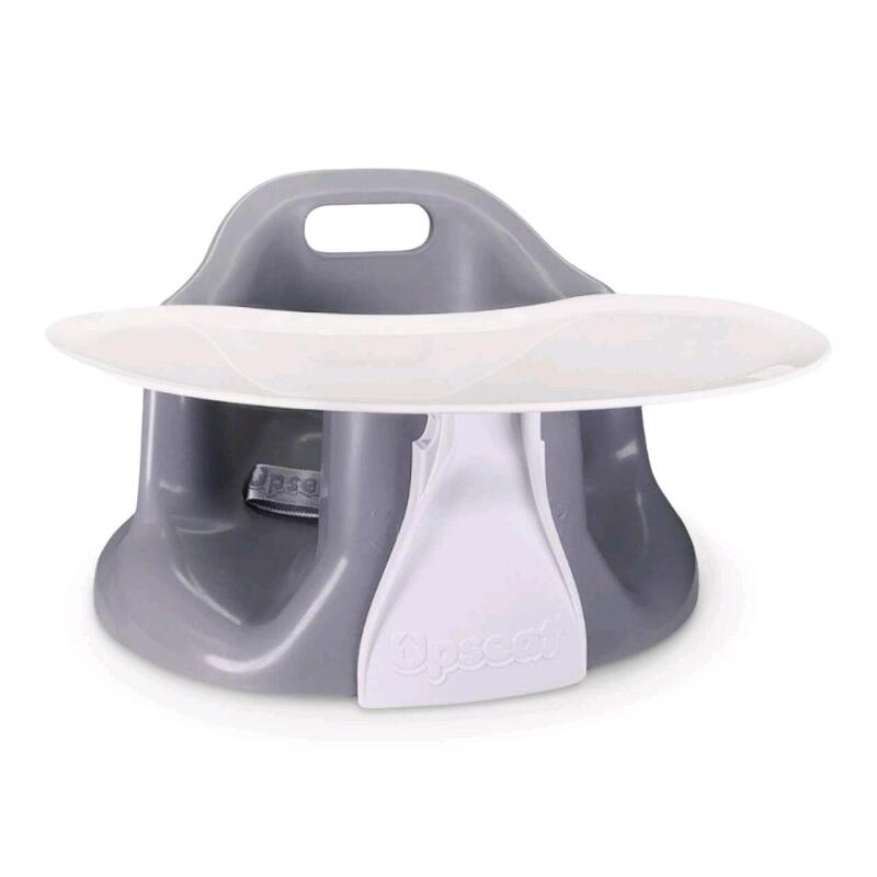 As-New UPSEAT Floor & Booster Seat, Grey, For Ages 4 Months to 2.5 Years. 15" &times; 14x &times; 12", Retails $139.99 New