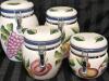 4 Tuscano Orchard Hand-Painted Ceramic Canisters 5.5" to 9.5" Tall