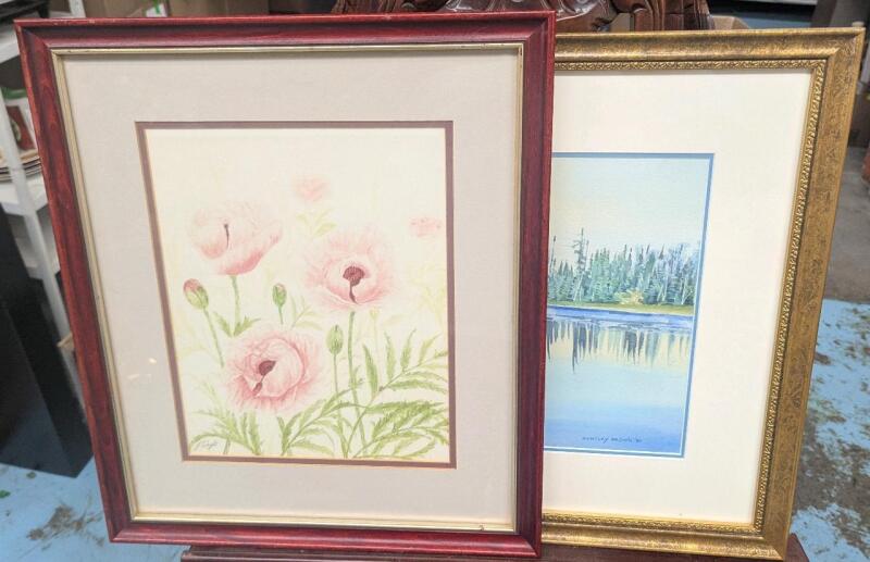 2 Framed Paintings Signed Paintings. Largest Measures 23" by 19"
