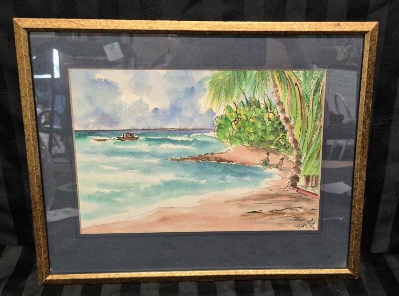 1974 Framed Signed Watercolour 18 by 14.5"