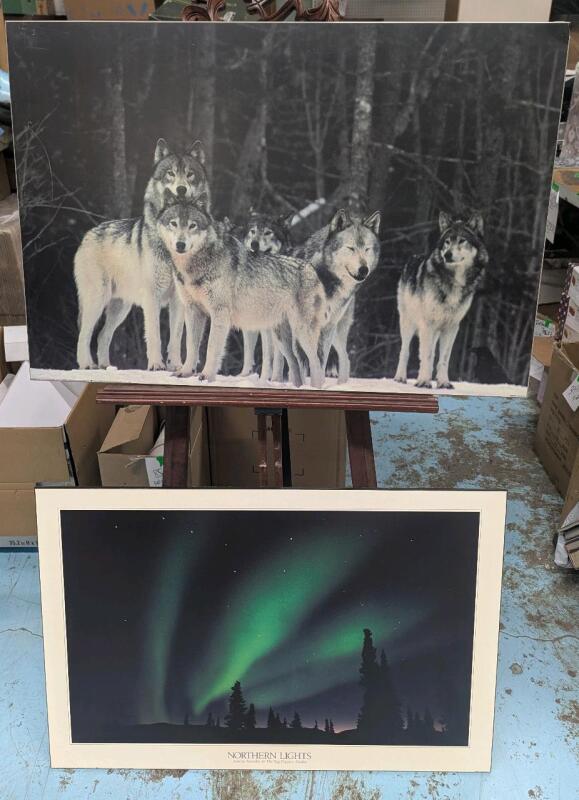 2 Vintage Art Prints on Plaque Board. Both 36" by 24"