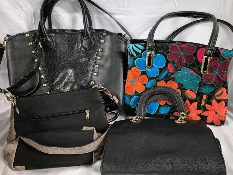 4 Purses/Handbags - Widest 15"