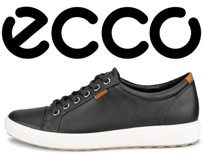 New Size 7 Women's ECCO Soft 7 Leather Sneakers, Black, Art. 430003