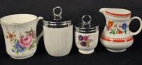 4 Vintage Ceramic Kitchen Ware - Teacup, Creamer, & Egg Coddlers