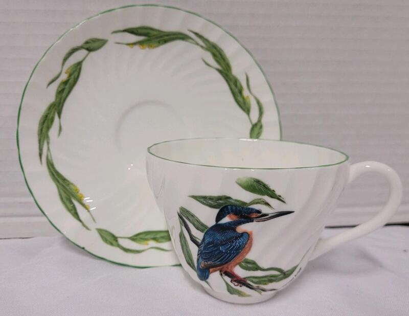 Vintage Crown Staffordshire " Birds of Britian " Cup & Saucer . Both Ring True