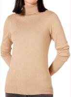 New sz Medium Women's Amazon Essential Standard Lightweight Turtleneck Sweater, Camel Heather