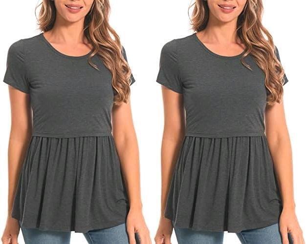 2 New Size XXL Women's Bearsland Maternity / Nursing Top Short Sleeve Scoop Neck, Spandex Rayon, Super Stretchy, Easy Nursing Access