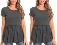 2 New Size XXL Women's Bearsland Maternity / Nursing Top Short Sleeve Scoop Neck, Spandex Rayon, Super Stretchy, Easy Nursing Access