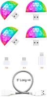 New 4-Pack Mini Disco Ball Sets, Colors & Lights Change With Audio, Includes 4&times; USB-A to Micro USB, USB-C & Lightning Adaptors & 4&times; 5" Long Flexible Metal USB Male to Female Extension Cables