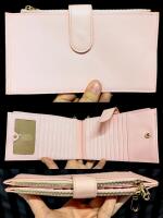 New Feith & Felly Pink Women's Card Case Wallet with Tons of Room For Cards + 2 Zippered Sections For Coins or Cash