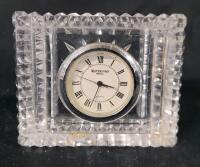 Waterford Crystal Mini Mantle Quartz Clock . Measures 3"&times;2.5"&times;1" . Requires battery