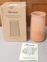 New Forrora Hangable Self-Watering Terracotta Hydroponic Planter, Geometric Embossed, 9" x 6"